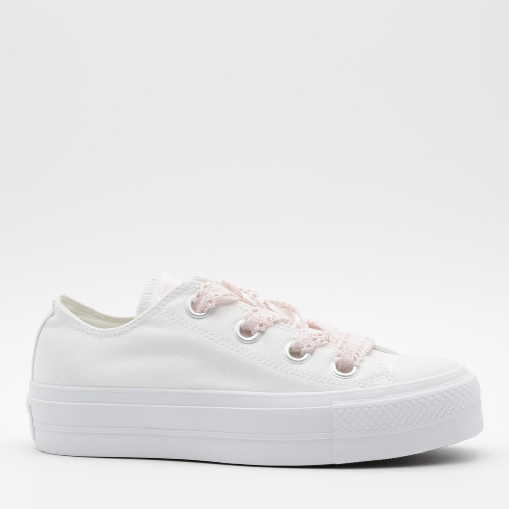 Converse Women's Chuck Taylor All Star Lift Platform Crochet Laces Shoes White 8